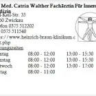 Unternehmen 1 Bild DR. MED. CATRIN WALTHER FACHÄRZTIN FÜR INNERE MEDIZIN Ärzte am Zwickau SN