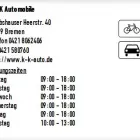 Unternehmen 1 Bild K & K AUTOMOBILE Kfz und Fahrrad Handel und Hersteller am Bremen HB