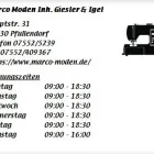 Unternehmen 1 Bild MARCO MODEN INH. GIESLER & IGEL Textil, Bekleidung Einzelhandel am Pfullendorf BW