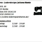 Unternehmen 1 Bild ZEBRA - LEDERDESIGN JULIANA BLANKE Produktion und Vertrieb von Textil/Bekleidung am Berlin BE
